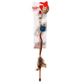 Jucărie pentru pisici – Natura Ball With Leather Fringed Cat Toy Rod PTC-036 (40 cm)
