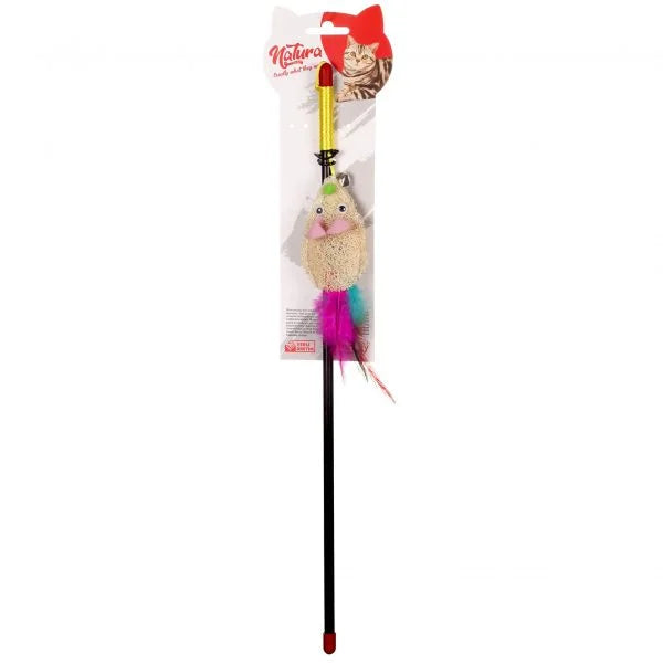 Jucărie pentru pisici – Natura Natural Sponge Mouse Cat Toy Rod PTC-05 (45 cm)