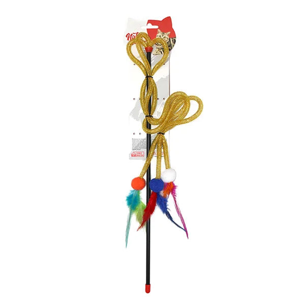 Jucărie pentru pisici – Natura Three Line Feathered Cat Rod Toy PTC-054 (45 cm)