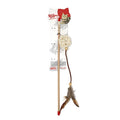 Jucărie pentru pisici – Natura Long Leather Feathered Ball Cat Rod Toy PTC-060 (45 cm)