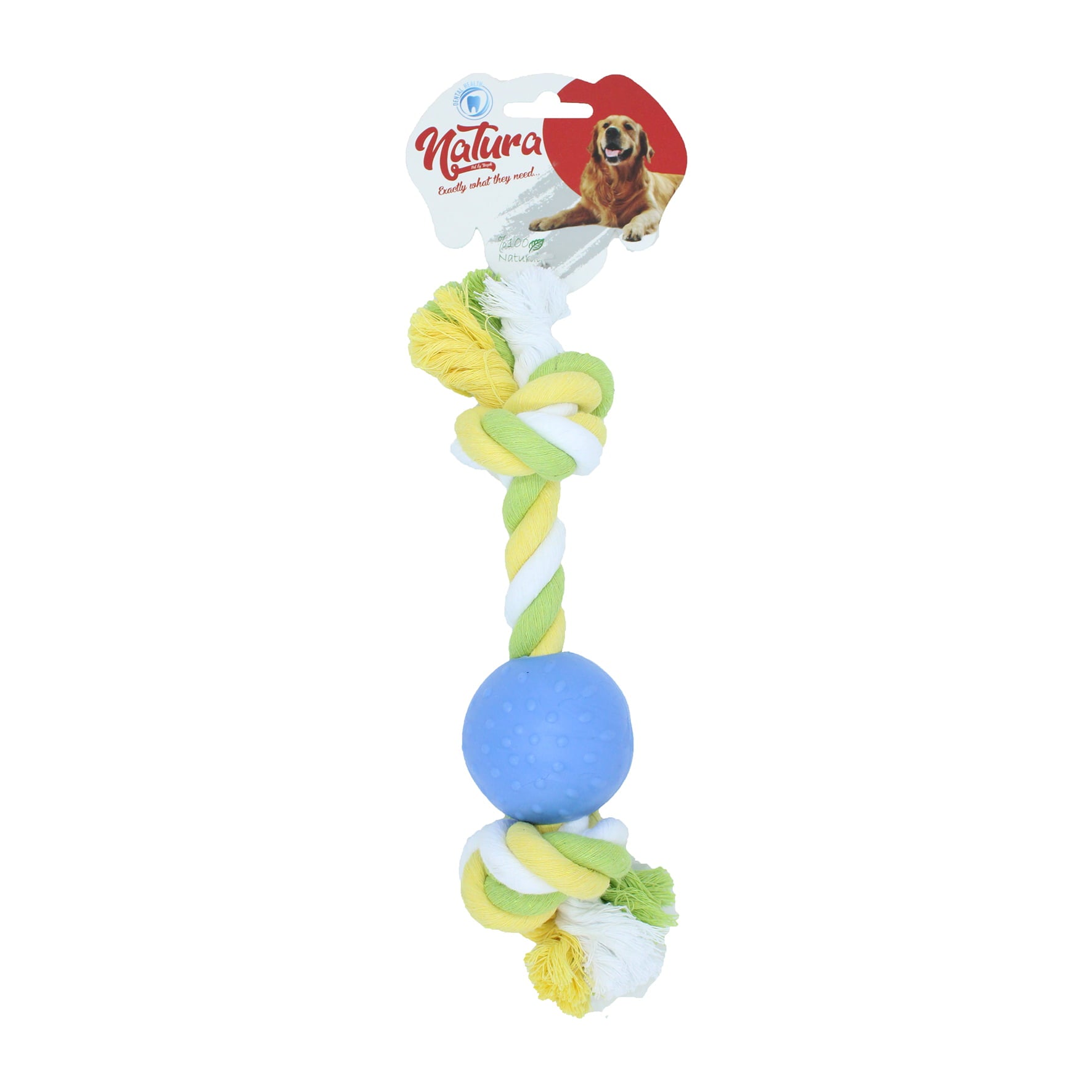 Jucărie pentru câini – Natura Rope Dog Toy With Plastic Ball PTH-035 (30 cm)