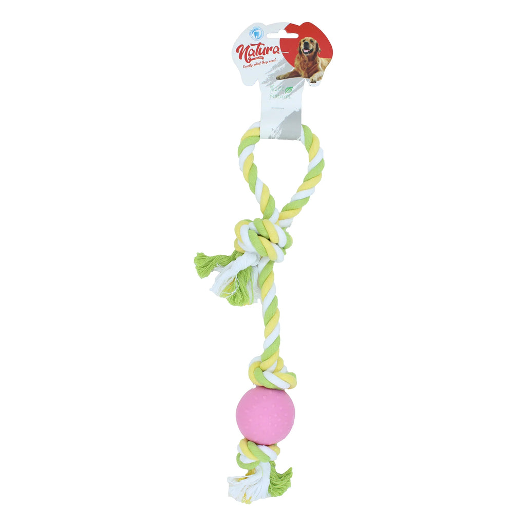 Jucărie pentru câini – Natura Pull Rope Dog Toy With Plastic Ball PTH-039 (42 cm)