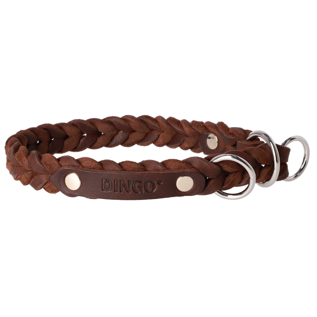 Zgardă premium din piele soft împletită, semi-strangulantă