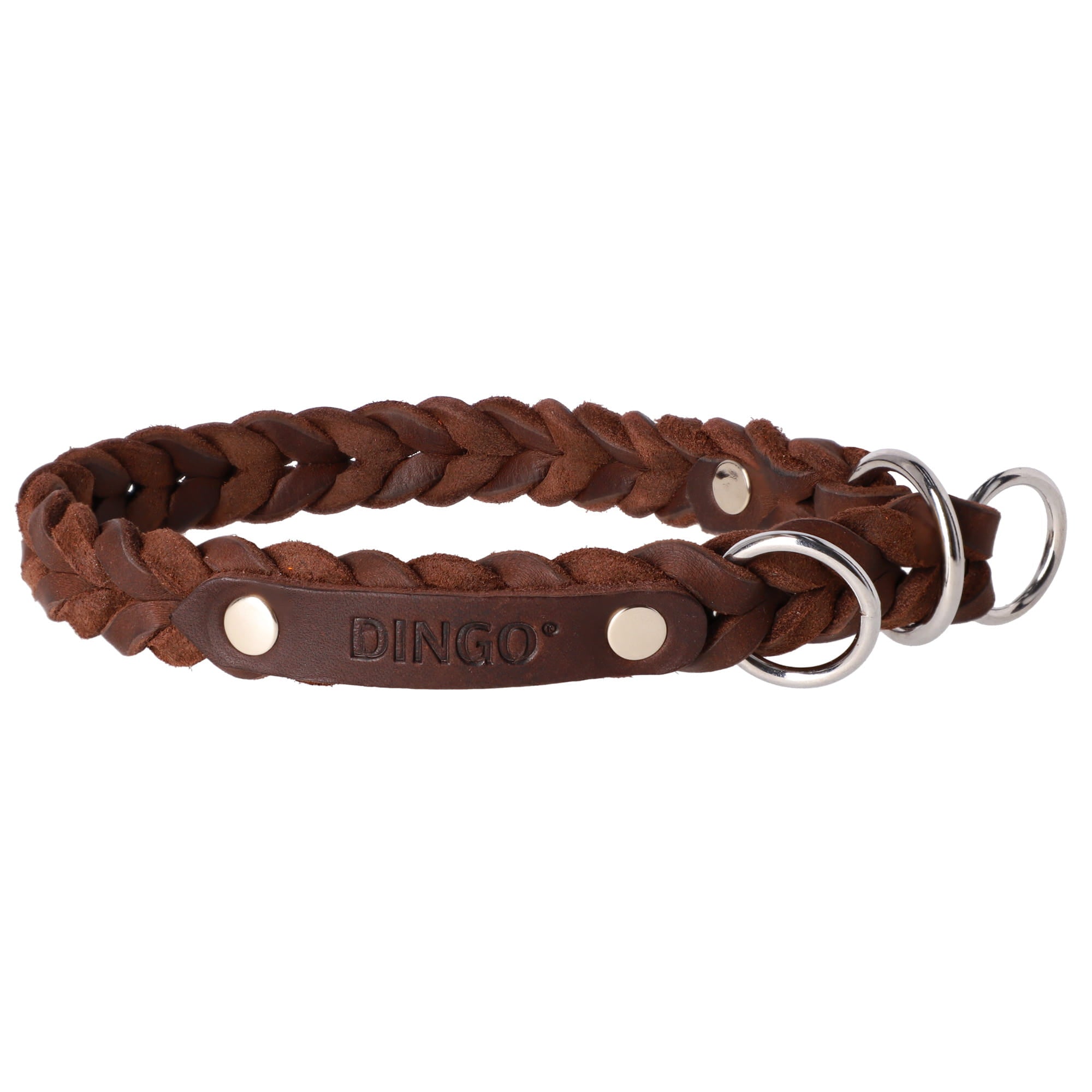 Zgardă premium din piele soft împletită, semi-strangulantă