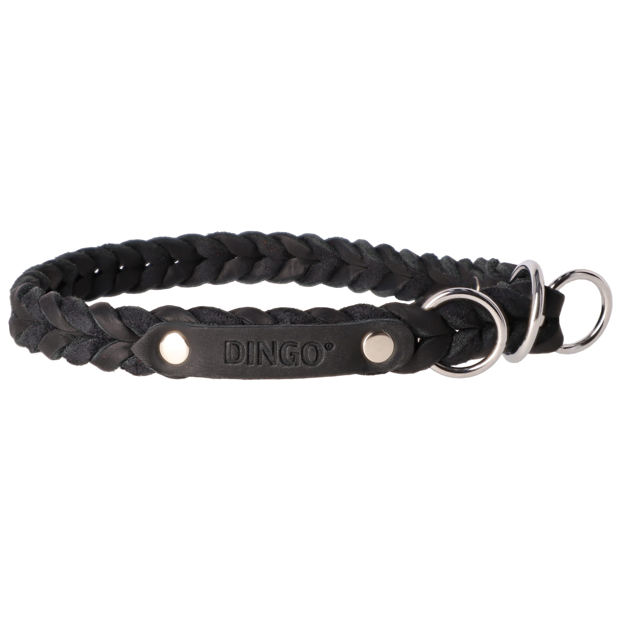 Zgardă premium din piele soft împletită, semi-strangulantă