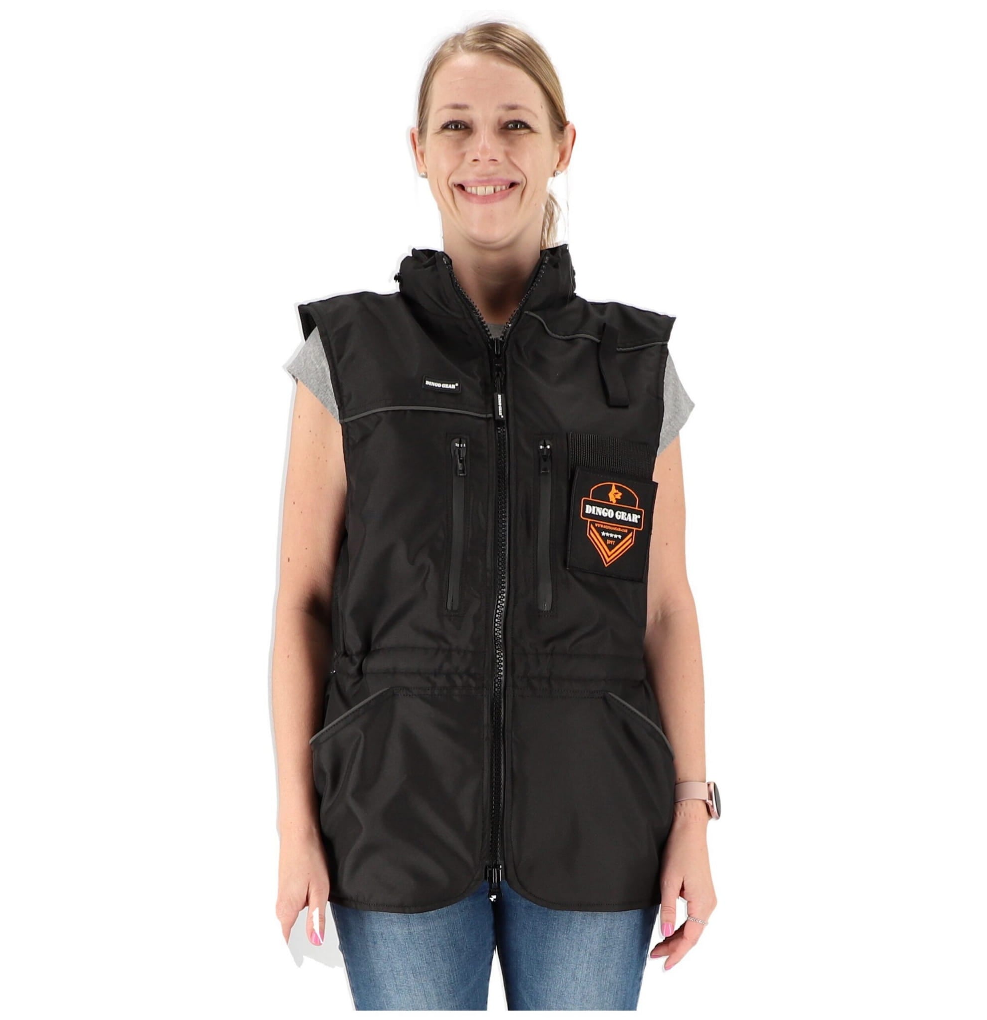 Dingo Gear – vestă de antrenament canin pentru toate anotimpurile, cu glugă, culoare neagră