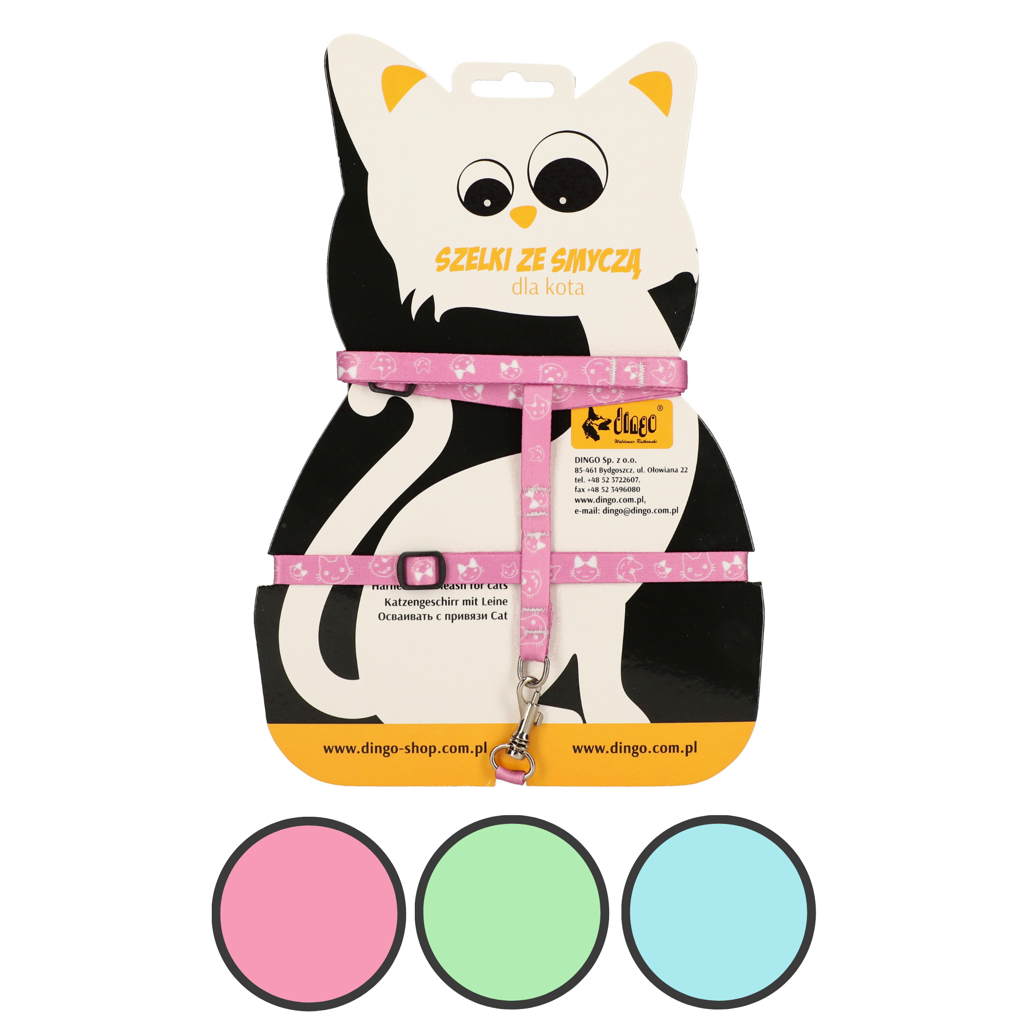 Ham cu lesă „fun cat”: lesă 1,0 cm × 110 cm + ham reglabil pisici