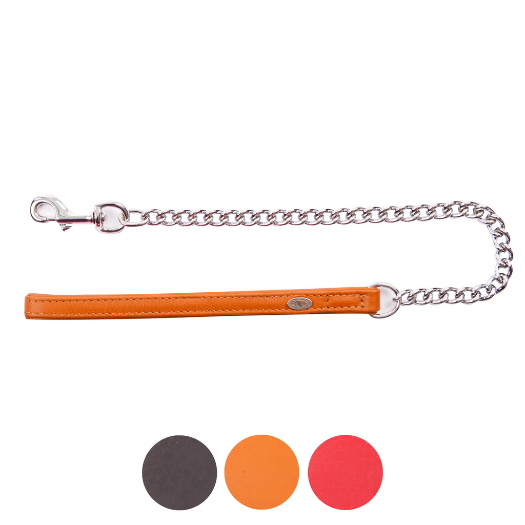 Lesă cu lanț și mâner din piele Royal