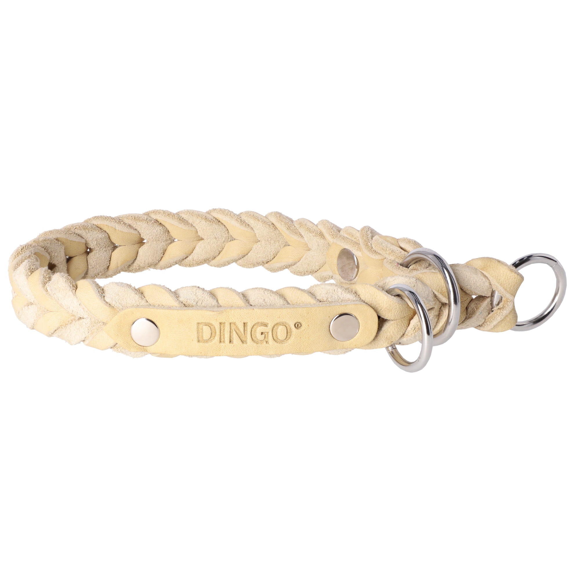 Zgardă premium din piele soft împletită, semi-strangulantă