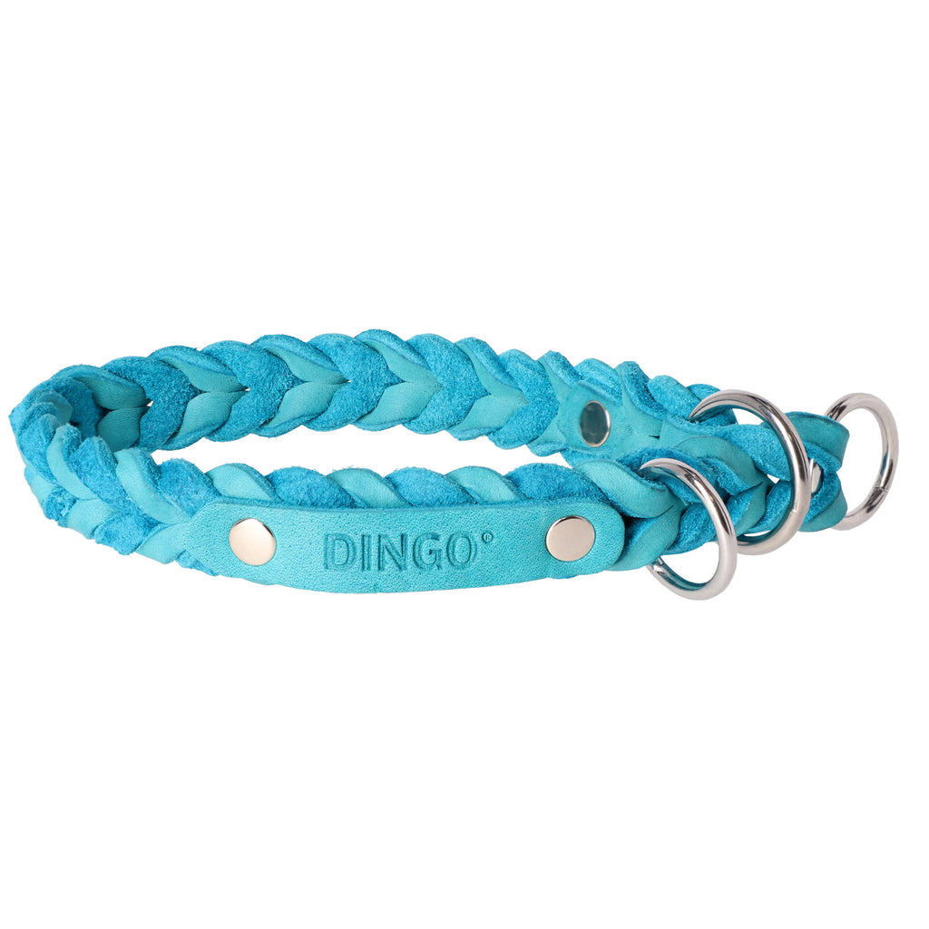 Zgardă premium din piele soft împletită, semi-strangulantă