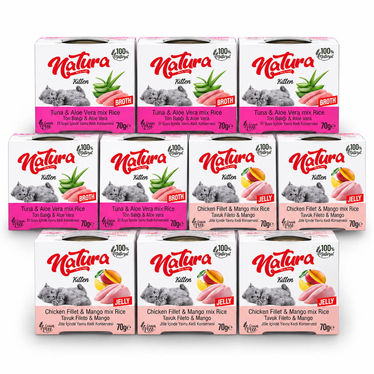 Pachet 10 Conserve pentru pisici kitten Natura - 700 gr
