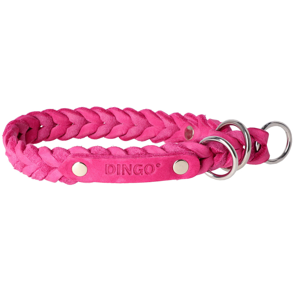 Zgardă premium din piele soft împletită, semi-strangulantă