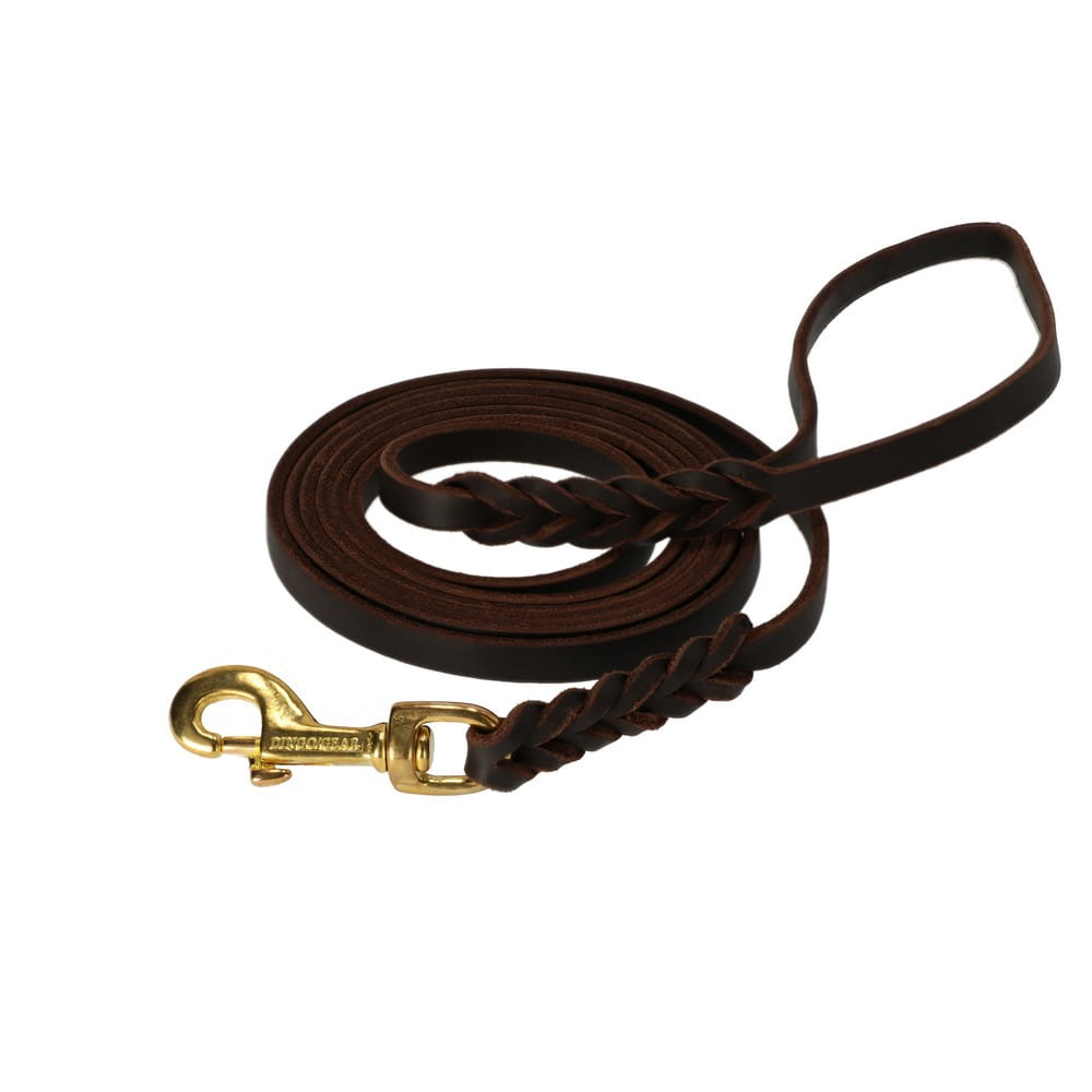 Dingo Gear – Lesă de expoziție din piele uleiată cu mâner – maro