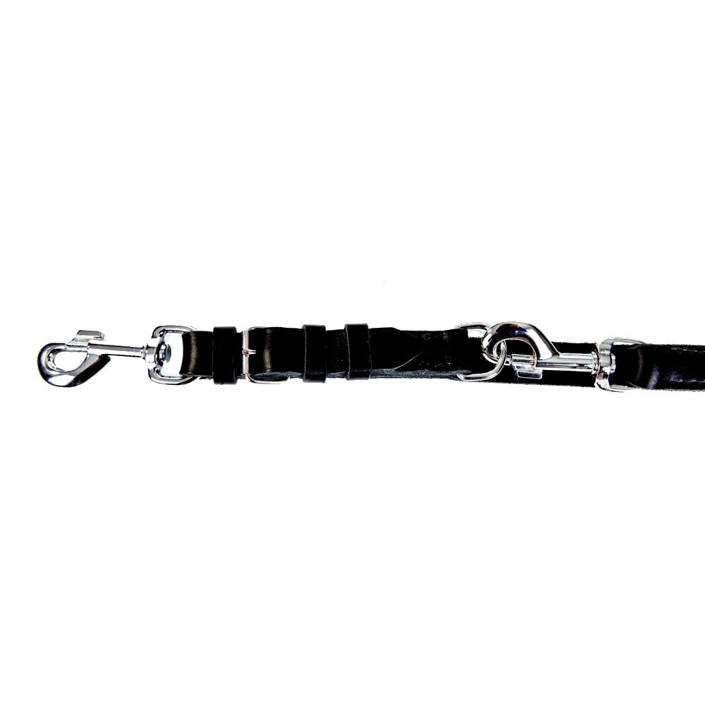 Dingo Gear – Lesă din piele extensibilă multifuncțională cu mâner – neagră