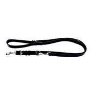 Dingo Gear – Lesă din piele extensibilă multifuncțională cu mâner – neagră