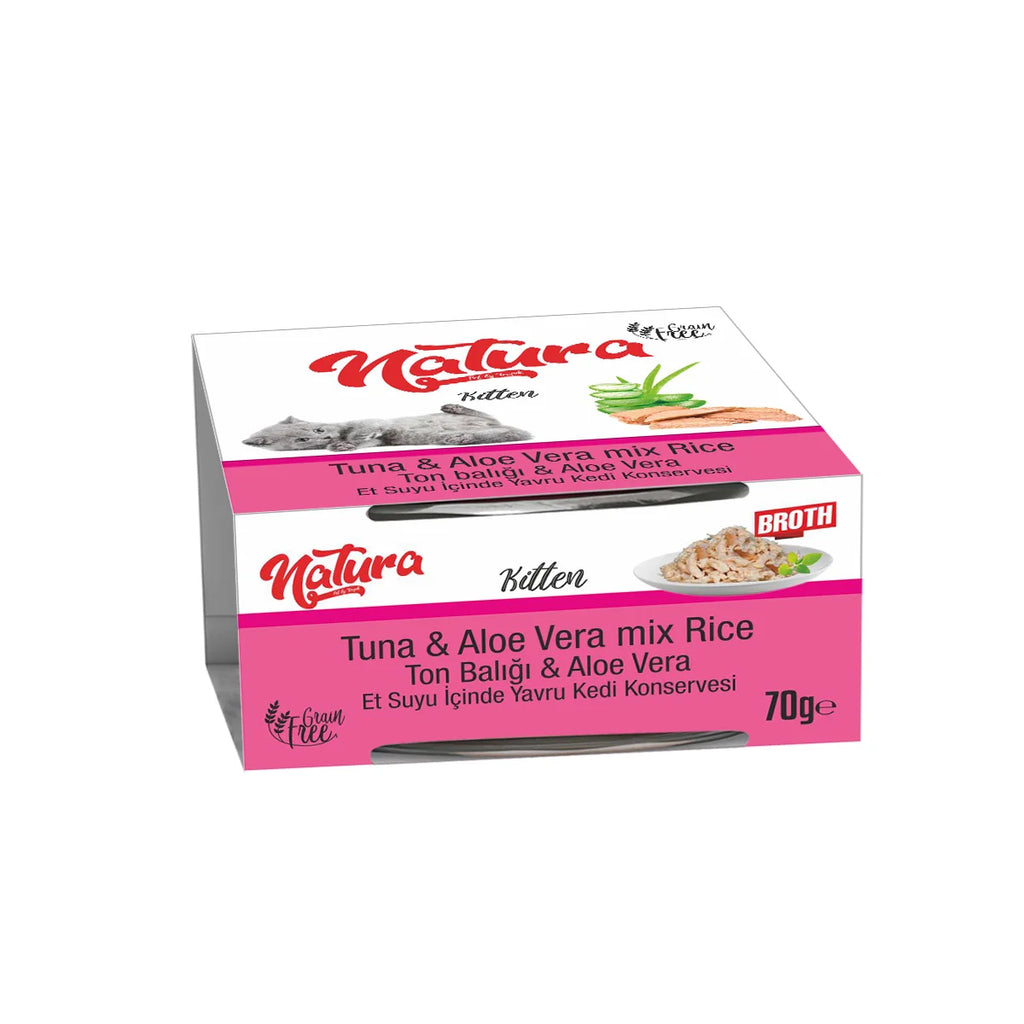 Conservă pentru pisici Natura amestec de Ton și Aloe Vera, în sos de orez 70 gr