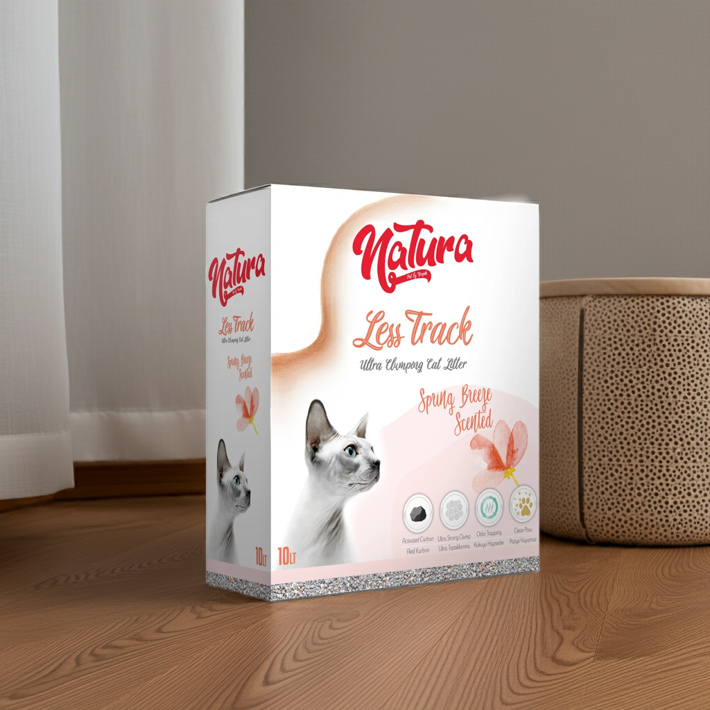 Nisip Litiera Natura pentru pisici cu bentonită parfumat Natura Less Track Spring Breeze