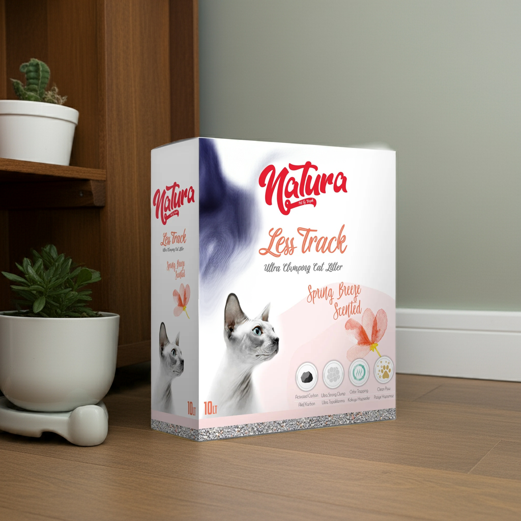 Nisip Litiera Natura pentru pisici cu bentonită parfumat Natura Less Track Spring Breeze