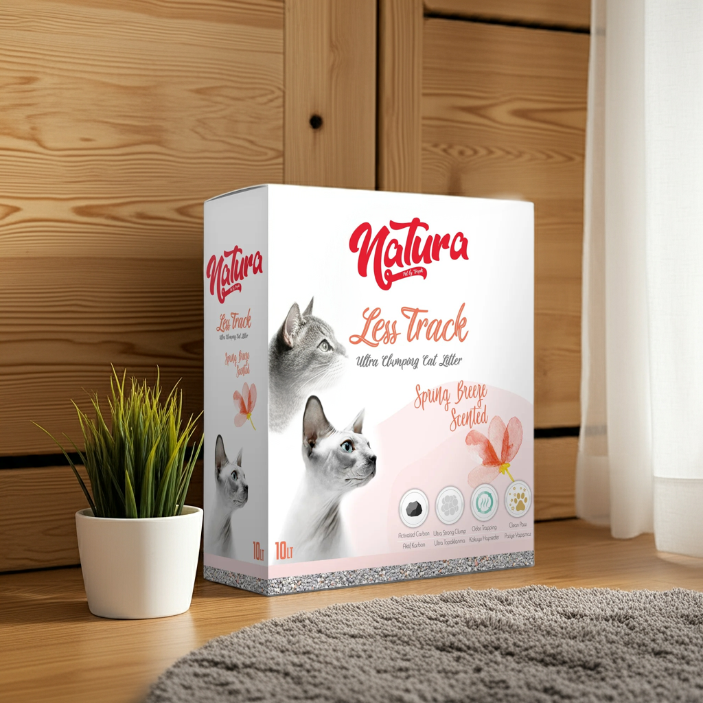 Nisip Litiera Natura pentru pisici cu bentonită parfumat Natura Less Track Spring Breeze