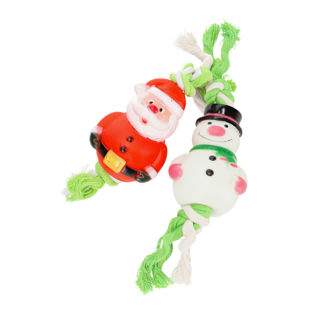Jucărie de Crăciun pentru câini Moș Crăciun cu frânghie