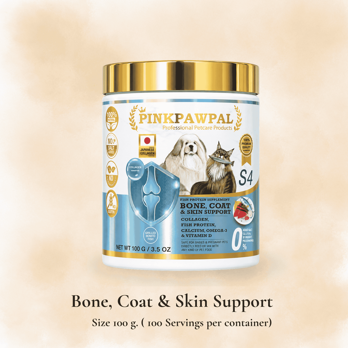 Bone Coat & Skin Support - Supliment pentru oase, blană și piele pentru pisici și căței de talie mică