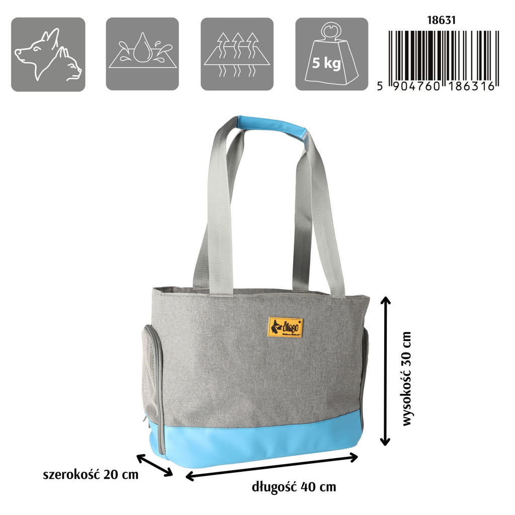 Geantă de transport pentru animale albastru-gri 41 × 20 × 30 cm