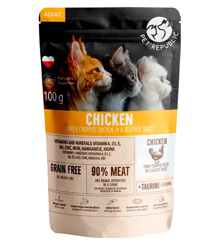 Pet Republic Hrana Umeda Pentru Pisici cu Bucati de Pui 100g